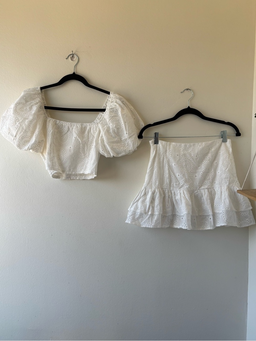 HYFVE White Eyelet Puff-Sleeve Crop Top